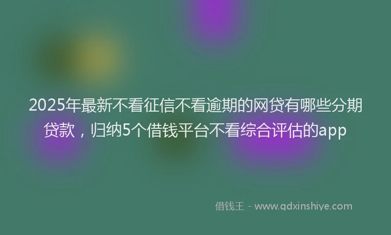 2025年最新不看征信不看逾期的网贷有哪些分期贷款，归纳5个借钱平台不看综合评估的app