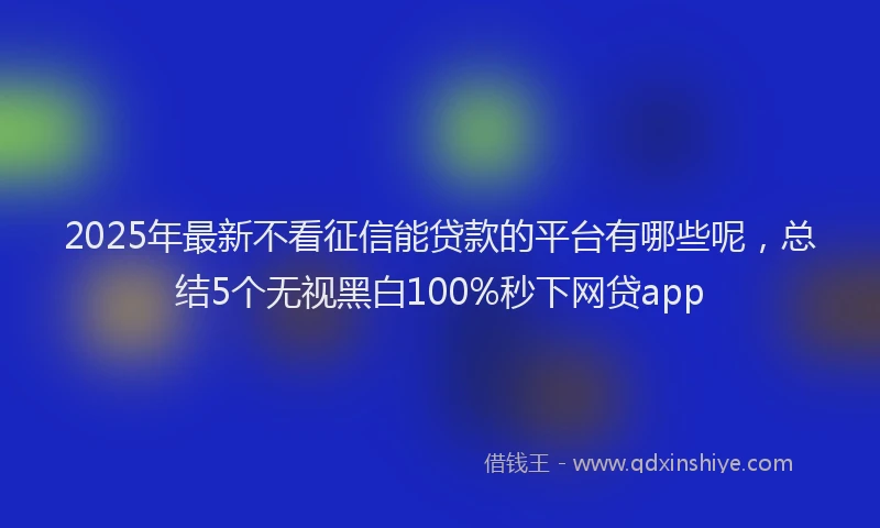 2025年最新不看征信能贷款的平台有哪些呢，总结5个无视黑白100%秒下网贷app