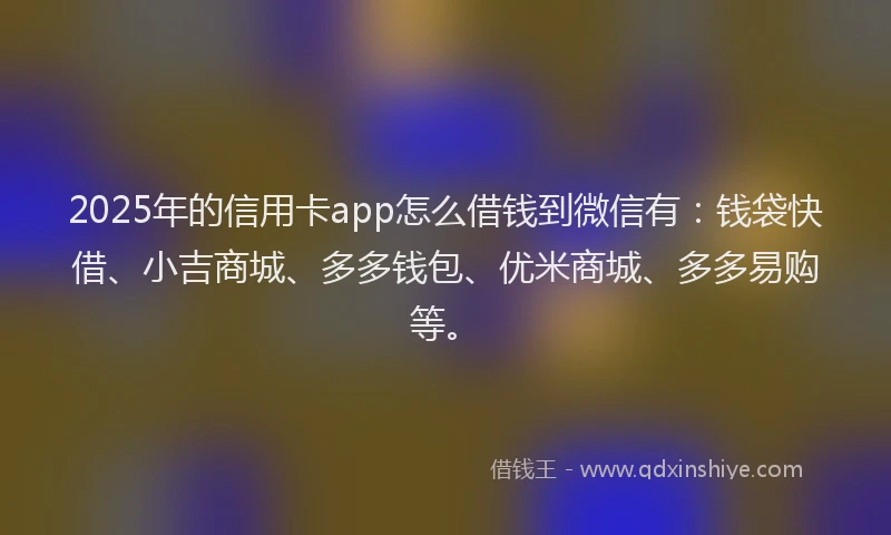 2025年的信用卡app怎么借钱到微信有：钱袋快借、小吉商城、多多钱包、优米商城、多多易购等。