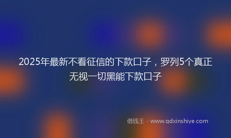2025年最新不看征信的下款口子，罗列5个真正无视一切黑能下款口子