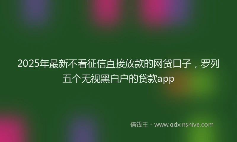 2025年最新不看征信直接放款的网贷口子，罗列五个无视黑白户的贷款app