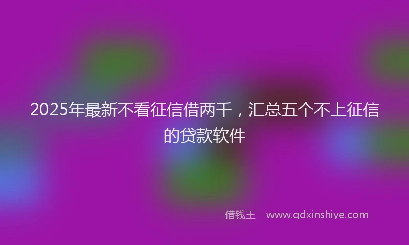 2025年最新不看征信借两千，汇总五个不上征信的贷款软件