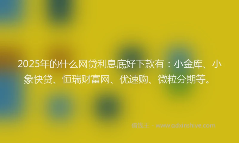 2025年的什么网贷利息底好下款有：小金库、小象快贷、恒瑞财富网、优速购、微粒分期等。