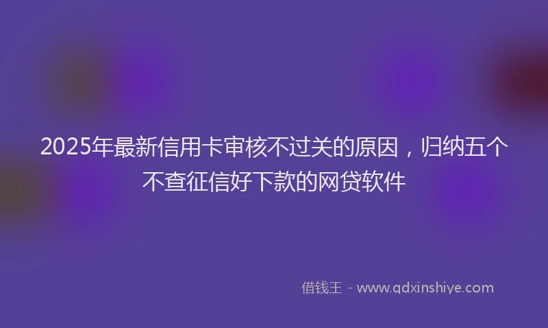 2025年最新信用卡审核不过关的原因，归纳五个不查征信好下款的网贷软件