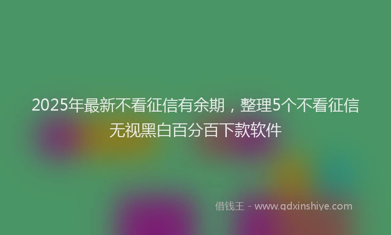 2025年最新不看征信有余期，整理5个不看征信无视黑白百分百下款软件