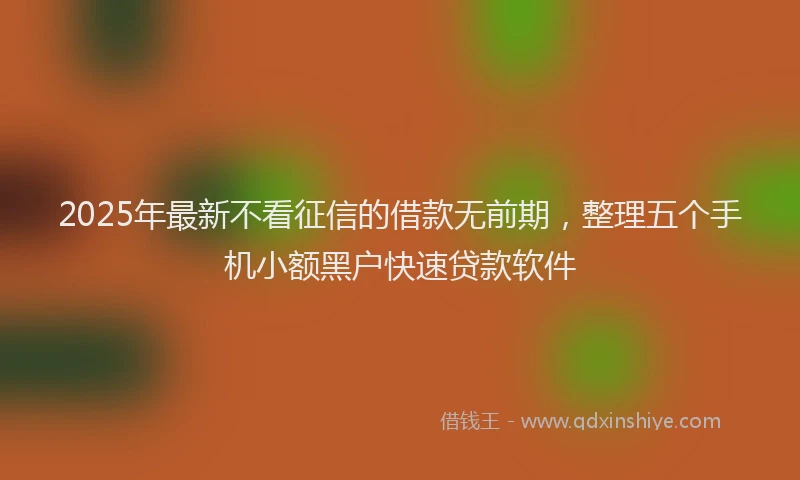 2025年最新不看征信的借款无前期，整理五个手机小额黑户快速贷款软件