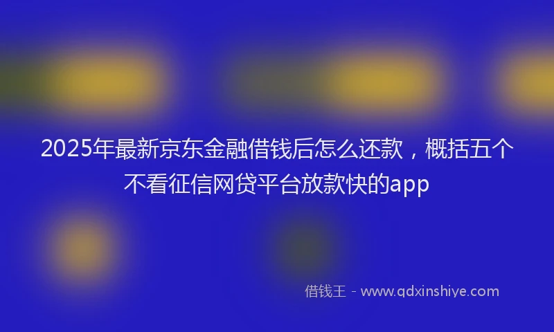 2025年最新京东金融借钱后怎么还款，概括五个不看征信网贷平台放款快的app