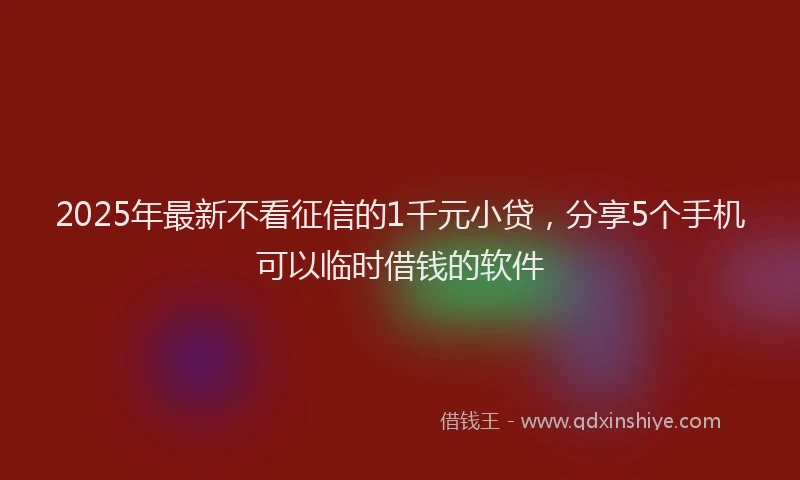 2025年最新不看征信的1千元小贷，分享5个手机可以临时借钱的软件