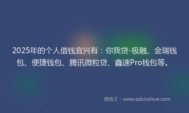 2025年的个人借钱宜兴有：你我贷-极融、金瑞钱包、便捷钱包、腾讯微粒贷、鑫速Pro钱包等。