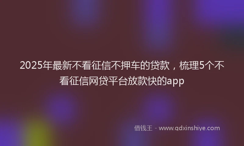 2025年最新不看征信不押车的贷款，梳理5个不看征信网贷平台放款快的app