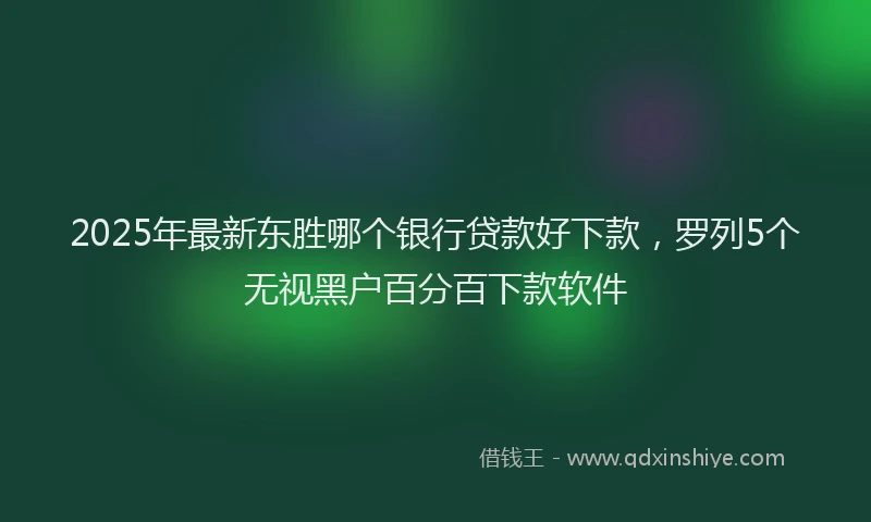 2025年最新东胜哪个银行贷款好下款，罗列5个无视黑户百分百下款软件