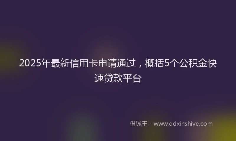 2025年最新信用卡申请通过，概括5个公积金快速贷款平台