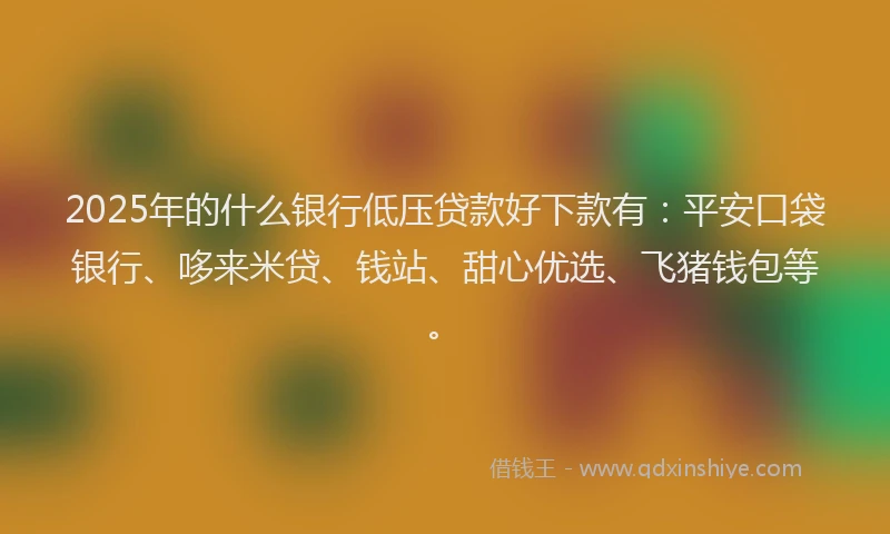 2025年的什么银行低压贷款好下款有：平安口袋银行、哆来米贷、钱站、甜心优选、飞猪钱包等。