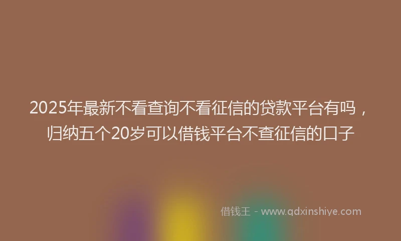 2025年最新不看查询不看征信的贷款平台有吗，归纳五个20岁可以借钱平台不查征信的口子