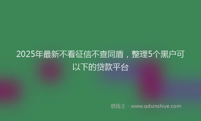 2025年最新不看征信不查同盾，整理5个黑户可以下的贷款平台