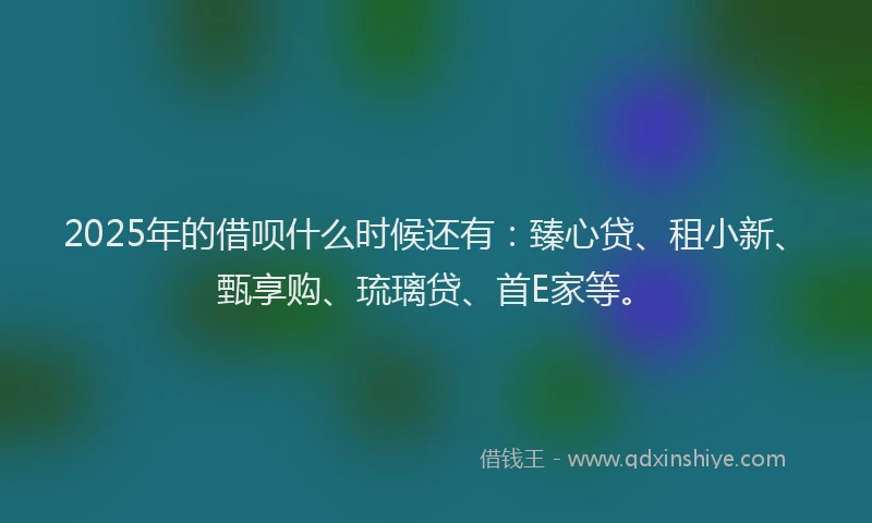 2025年的借呗什么时候还有：臻心贷、租小新、甄享购、琉璃贷、首E家等。