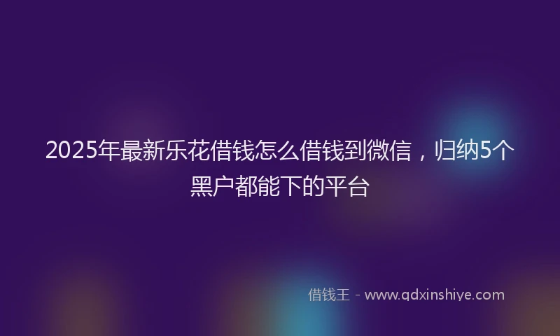 2025年最新乐花借钱怎么借钱到微信，归纳5个黑户都能下的平台