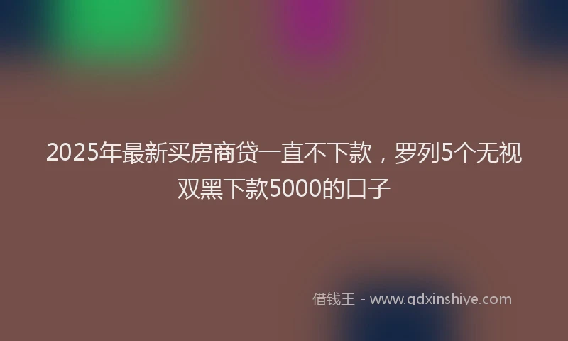 2025年最新买房商贷一直不下款，罗列5个无视双黑下款5000的口子