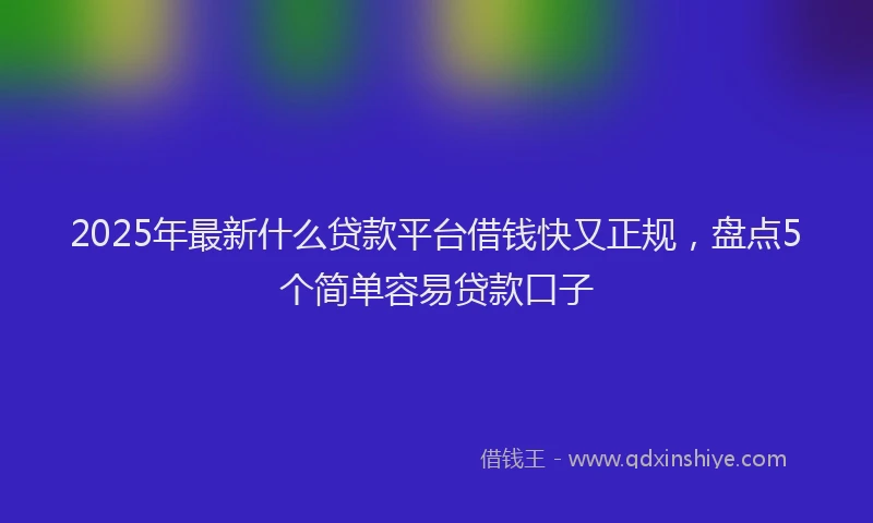 2025年最新什么贷款平台借钱快又正规，盘点5个简单容易贷款口子