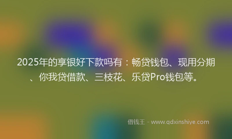 2025年的享银好下款吗有：畅贷钱包、现用分期、你我贷借款、三枝花、乐贷Pro钱包等。