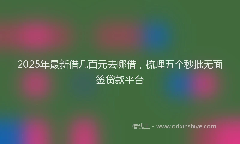 2025年最新借几百元去哪借，梳理五个秒批无面签贷款平台