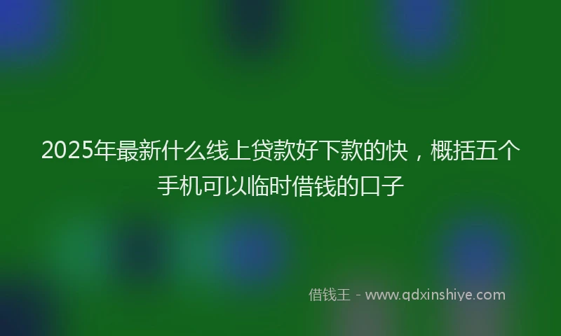 2025年最新什么线上贷款好下款的快，概括五个手机可以临时借钱的口子
