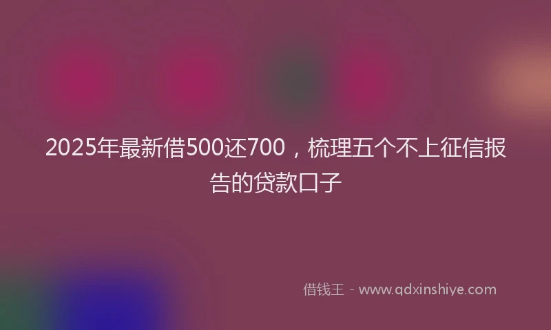 2025年最新借500还700，梳理五个不上征信报告的贷款口子