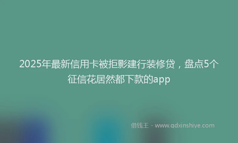 2025年最新信用卡被拒影建行装修贷，盘点5个征信花居然都下款的app