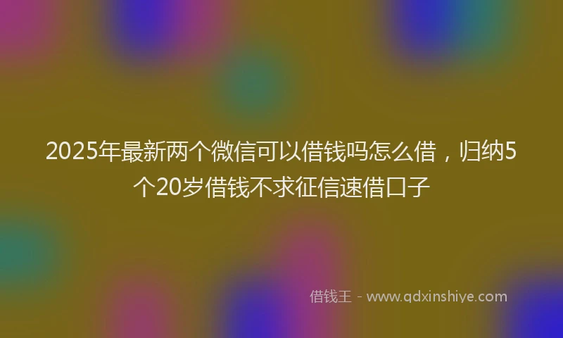 2025年最新两个微信可以借钱吗怎么借，归纳5个20岁借钱不求征信速借口子