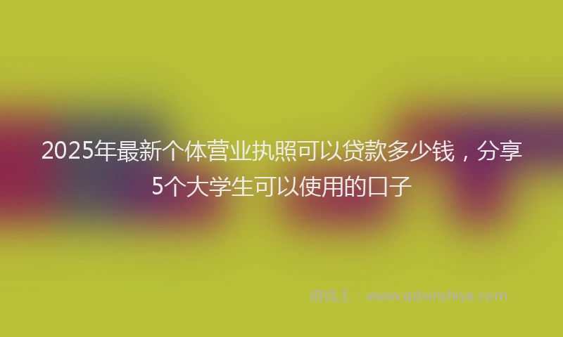 2025年最新个体营业执照可以贷款多少钱，分享5个大学生可以使用的口子