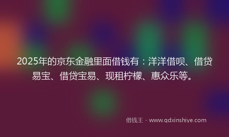 2025年的京东金融里面借钱有：洋洋借呗、借贷易宝、借贷宝易、现租柠檬、惠众乐等。