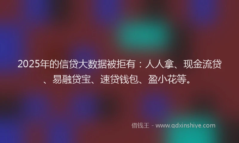 2025年的信贷大数据被拒有：人人拿、现金流贷、易融贷宝、速贷钱包、盈小花等。