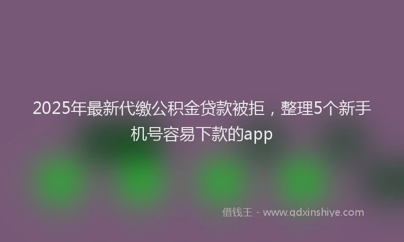 2025年最新代缴公积金贷款被拒，整理5个新手机号容易下款的app
