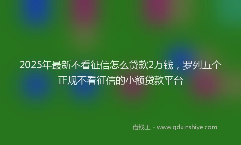 2025年最新不看征信怎么贷款2万钱，罗列五个正规不看征信的小额贷款平台