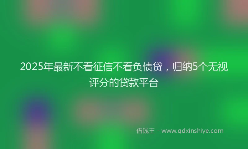 2025年最新不看征信不看负债贷，归纳5个无视评分的贷款平台