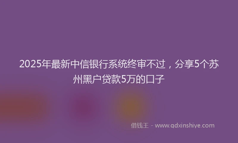 2025年最新中信银行系统终审不过，分享5个苏州黑户贷款5万的口子