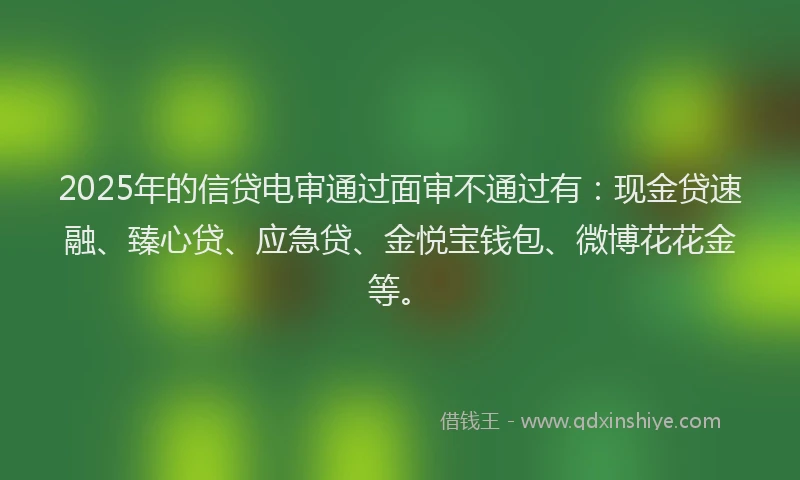 2025年的信贷电审通过面审不通过有：现金贷速融、臻心贷、应急贷、金悦宝钱包、微博花花金等。