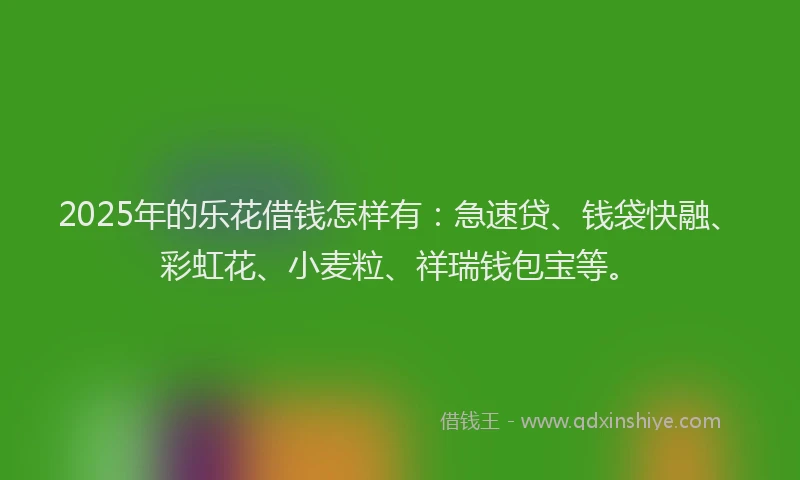 2025年的乐花借钱怎样有：急速贷、钱袋快融、彩虹花、小麦粒、祥瑞钱包宝等。