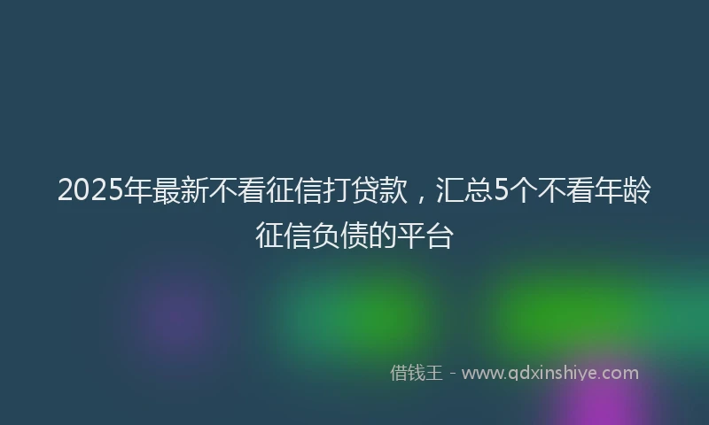 2025年最新不看征信打贷款，汇总5个不看年龄征信负债的平台