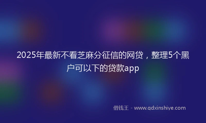2025年最新不看芝麻分征信的网贷，整理5个黑户可以下的贷款app