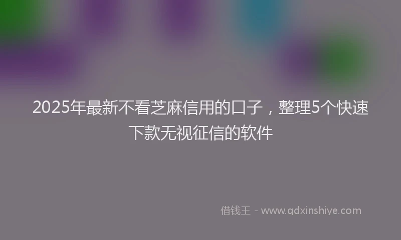 2025年最新不看芝麻信用的口子，整理5个快速下款无视征信的软件