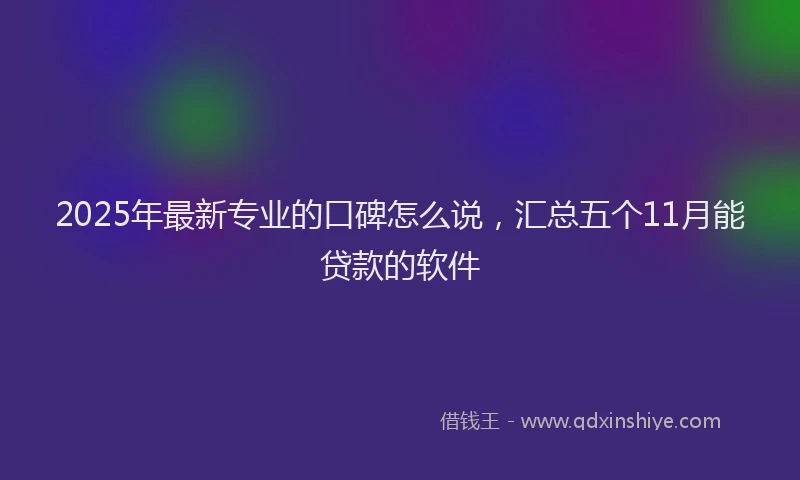 2025年最新专业的口碑怎么说，汇总五个11月能贷款的软件