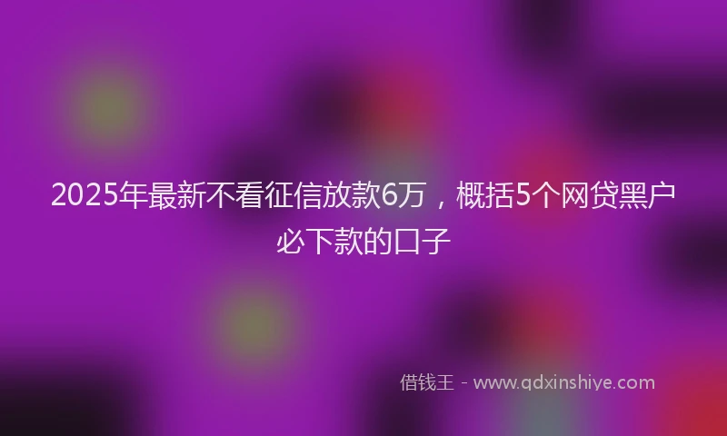 2025年最新不看征信放款6万，概括5个网贷黑户必下款的口子