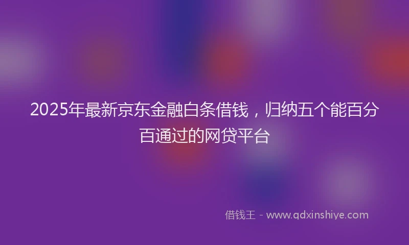 2025年最新京东金融白条借钱，归纳五个能百分百通过的网贷平台