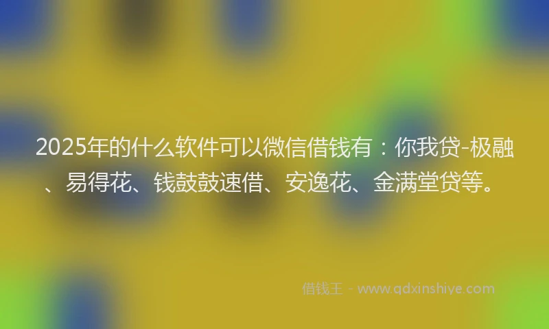 2025年的什么软件可以微信借钱有：你我贷-极融、易得花、钱鼓鼓速借、安逸花、金满堂贷等。