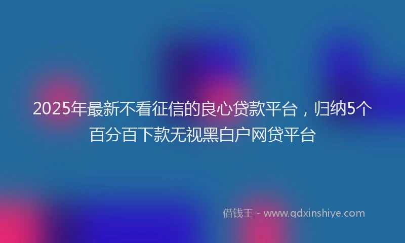 2025年最新不看征信的良心贷款平台，归纳5个百分百下款无视黑白户网贷平台