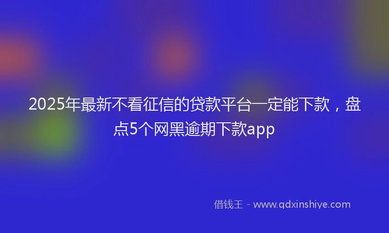 2025年最新不看征信的贷款平台一定能下款，盘点5个网黑逾期下款app
