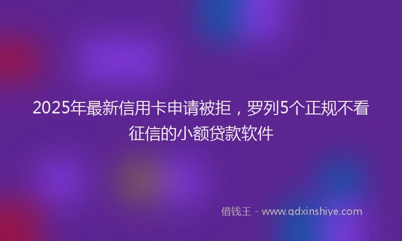 2025年最新信用卡申请被拒，罗列5个正规不看征信的小额贷款软件