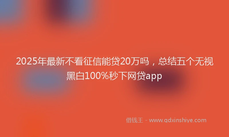 2025年最新不看征信能贷20万吗，总结五个无视黑白100%秒下网贷app