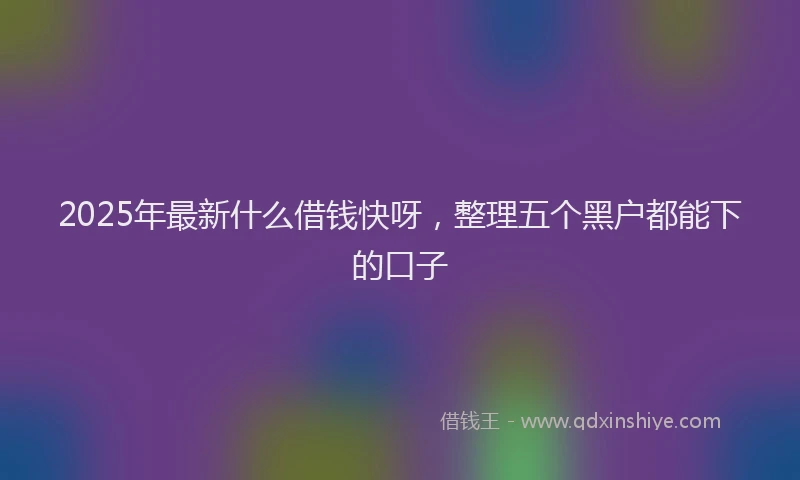 2025年最新什么借钱快呀，整理五个黑户都能下的口子